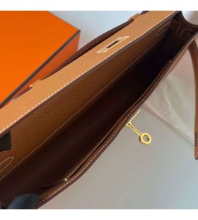 Kelly cut Epsom Ck37 Golden Brown Gold Hardware Ghw 31cm Volle Handgemachte
