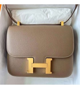 Constance Epsom Ck18 Etoupe Grau Gold-Hardware Ghw 24 cm Volle Handgemachte