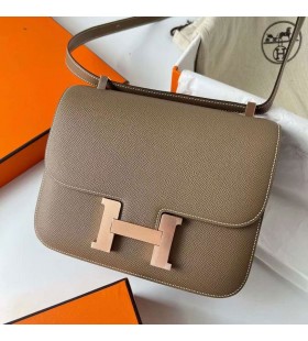 Constance Epsom Ck18 Etoupe Grau Rose Gold Hardware RGhw 24cm Volle Handgemachte