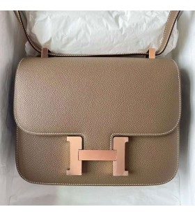 Constance Epsom Ck18 Etoupe Grau Rose Gold Hardware RGhw 24cm Volle Handgemachte
