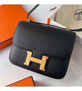 Constance Epsom Ck89 Schwarz-Gold-Hardware-Ghw 24 cm Volle Handgemachte