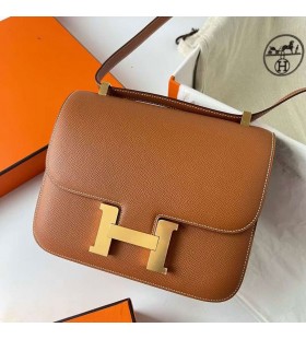 Constance Epsom Ck37 Golden Brown Gold Hardware Ghw 24 cm Volle Handgemachte
