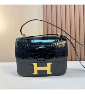 Konstanz Shiny Alligator Ck89 Black & Ck55 Bordeaux rot Gold Hardware 24cm Voll Handgemachte Ghw
