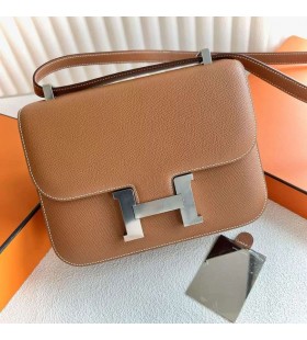 Constance Epsom Ck37 Golden Brown Silver Hardware 24cm Full Handmade Phw