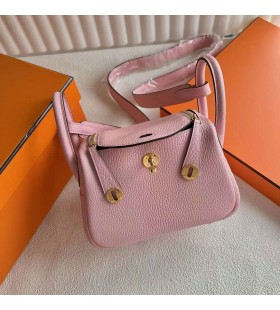 Mini-Lindy Clemence 3Q Neue Rosa Gold-Hardware-19cm Voll Handgemachte Ghw
