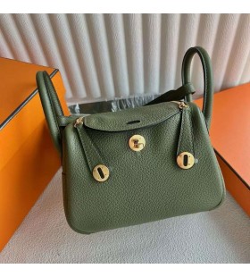 Taschen Mini Lindy Clemence-V6-Jungle-grün-Gold-Hardware-19cm Voll Handgemachte Ghw