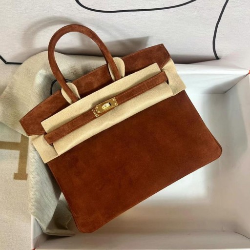 Birkin Σουέτ Teddy χρώμα Χρυσό Υλικό GHW 25cm Πλήρες Χειροποίητο