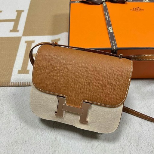 Constance Epsom Ck37 Golden brown Rose Gold Hardware Rghw 18cm Πλήρες Χειροποίητο