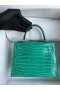 Kelly λαμπερά κροκοδείλια αλιγάτορα Ο6 emerald Χρυσό Υλικό GHW 25cm Πλήρες Χειροποίητο