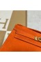Μίνι Κέλι Pochette Σουέτ Ck93 Πορτοκαλί Χρυσό Υλικό 22cm Πλήρες Χειροποίητο