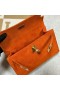 Μίνι Κέλι Pochette Σουέτ Ck93 Πορτοκαλί Χρυσό Υλικό 22cm Πλήρες Χειροποίητο