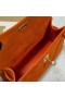Μίνι Κέλι Pochette Σουέτ Ck93 Πορτοκαλί Χρυσό Υλικό 22cm Πλήρες Χειροποίητο