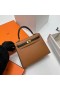Kelly Hss Epsom Ck37 Golden Brown & Ck89 Μαύρο Χρυσό Υλικό Mghw 25cm Πλήρες Χειροποίητο