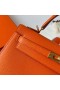 Kelly Epsom Ck93 Πορτοκαλί Χρυσό Υλικό Ghw 25cm Πλήρες Χειροποίητο