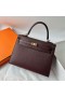 Kelly Epsom 0G Καφετί Κόκκινο Χρυσό Υλικό 25cm Πλήρες Χειροποίητο Ghw