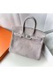 Birkin Σουέτ M8 Σκοτεινό ροζ Ασημένιο Υλικό 25cm Πλήρες Χειροποίητο Phw