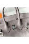Birkin Σουέτ M8 Σκοτεινό ροζ Ασημένιο Υλικό 25cm Πλήρες Χειροποίητο Phw