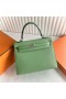 Kelly Epsom 3i Αβοκάντο πράσινο Ασημί Υλικό 25cm Πλήρες Χειροποίητο Phw