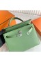Kelly Epsom 3i Αβοκάντο πράσινο Ασημί Υλικό 25cm Πλήρες Χειροποίητο Phw