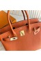Birkin Togo Ck93 Πορτοκαλί Λευκή Γραμμή Χρυσό Υλικό 30cm Πλήρες Χειροποίητο Ghw