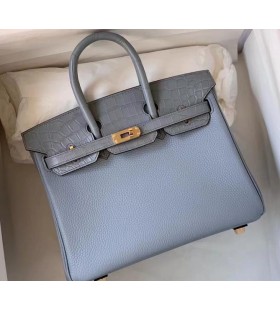 Birkin Togo & matte κροκόδειλος Γκρι Χρυσό Υλικό 25cm Πλήρες Χειροποίητο