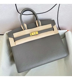 Birkin Epsom Sellier 0L Γκρι Χρυσό Υλικό GHW 25cm Πλήρες Χειροποίητο