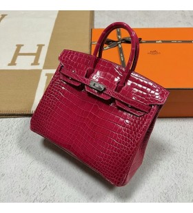 Birkin Î›Î±Î¼Ï€ÎµÏÎ¬ Porosus ÎšÏÎ¿ÎºÏŒÎ´ÎµÎ¹Î»Î¿Ï‚ i6 Î¡Î¿Î¶ Î¤ÏÎ¹Î±Î½Ï„Î¬Ï†Ï…Î»Î»Î¿ Î‘ÏƒÎ·Î¼Î­Î½Î¹Î¿ Î¥Î»Î¹ÎºÏŒ 25cm Î Î»Î®ÏÎµÏ‚ Î§ÎµÎ¹ÏÎ¿Ï€Î¿Î¯Î·Ï„Î¿