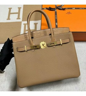 Birkin Αφής Τόγκο & Matte Αλιγάτορα 0M χακί Χρυσό Υλικό Ghw 30cm Πλήρες Χειροποίητο