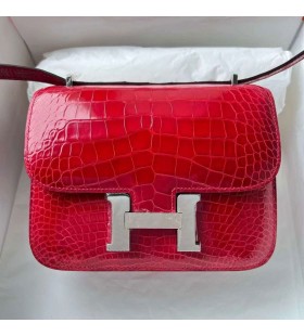 Constance Λαμπερά Κροκοδείλια Αλιγάτορα Ck95 Ferrari κόκκινο Ασήμι Υλικού Phw 18cm Πλήρες Χειροποίητο