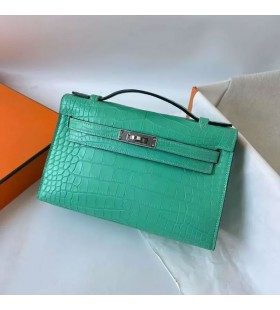 Kelly Pochette ÎÎ±Ï ÎÏοκοδείλια ÎλιγάÏοÏα 6W ÎÎνÏα ÏÏάÏινο ÎÏημί Î¥Î»Î¹ÎºÏ 22cm ΠλήÏÎµÏ Î§ÎµÎ¹ÏοÏοίηÏο Phw