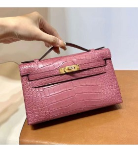 Kelly Pochette Î¼Î±Ï ÎºÏοκοδείλια αλιγάÏοÏα ÎÏ
ξήθηκε Ροζ ΧÏÏ
ÏÏ Î¥Î»Î¹ÎºÏ 22cm ΠλήÏÎµÏ Î§ÎµÎ¹ÏοÏοίηÏο Ghw