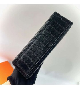 Kelly Pochette Ματ Αλιγάτορα Ck89 Μαύρο Χρυσό Υλικό 22cm Πλήρες Χειροποίητο Ghw