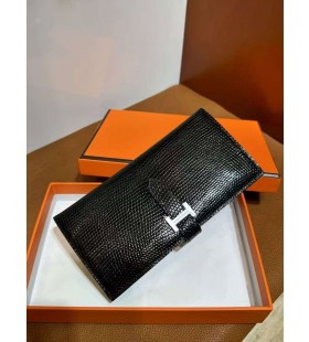 Bearn H Πορτοφόλι Σαύρα Ck89 Μαύρο Ασήμι Υλικού Πλήρες Χειροποίητο Phw