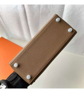 Kelly Τόγκο 3G Καστανό & 0D Ροζ Τριαντάφυλλο Ασημένιο Υλικό 25cm Πλήρες Χειροποίητο Phw