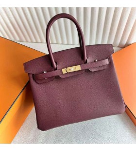 Birkin Epsom Ck55 Καφετί κόκκινο Χρυσό Υλικό 30cm Πλήρες Χειροποίητο Ghw